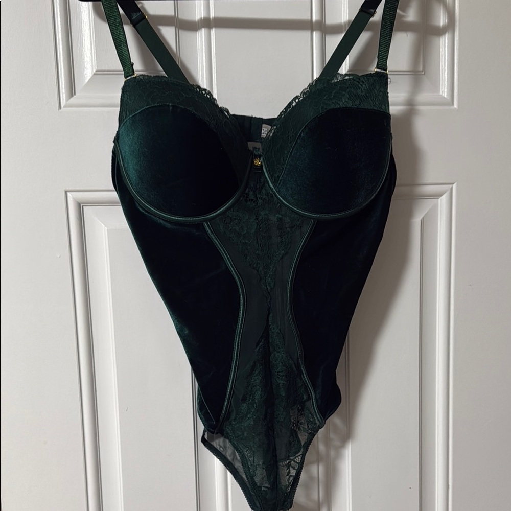 Emerald Green Velvet Lace Teddy/Bodysuit